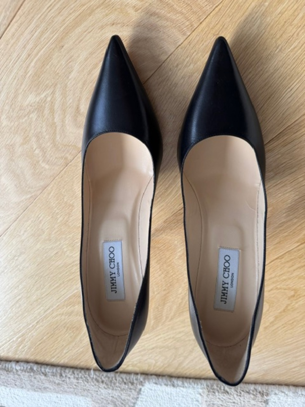 Jimmy Choo never been worn still in box Black Leather Pointed Toe Flats